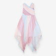 Dress Draped Crossover Bodice Pink, Purple and Lig