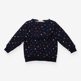 Hoodie Fleece Lined Navy Multicolour Spots