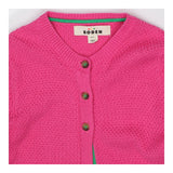 Cardigan pink 3 buttons green trim