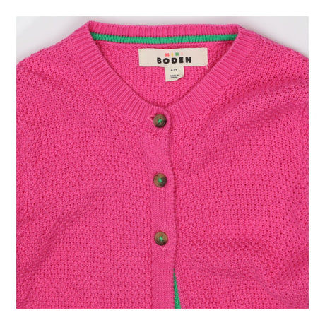 Cardigan pink 3 buttons green trim