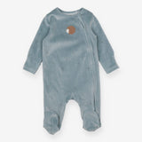 Sleepsuit Blue Hedgehog zipped velvet