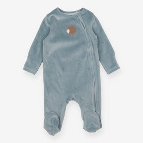 Sleepsuit Blue Hedgehog zipped velvet