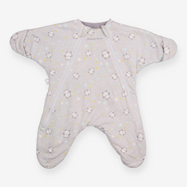 Footed Travel Starsuit grey owl reversible grey 