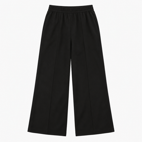 Wide Leg Trousers Elasticated Waist Black