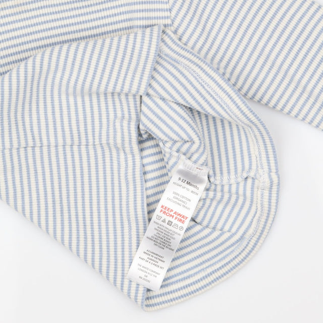 white and blue striped long sleeve 