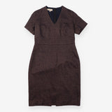 Textured Micro Print Short Sleeve Sheath Dress