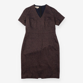 Textured Micro Print Short Sleeve Sheath Dress