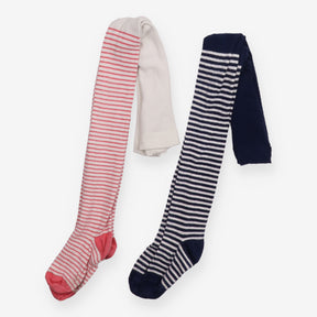 Tights stripe pink navy 2 Pack
