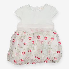 Dress white Sleeveless net floral skirt Mintini