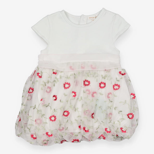 Dress white Sleeveless net floral skirt Mintini