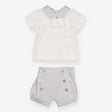 Mintini Baby Polo Shirt and Short Cream and Grey