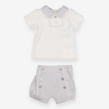 Mintini Baby Polo Shirt and Short Cream and Grey
