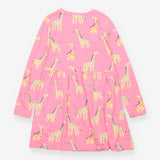 Dress Jersey Long Sleeve Pink with Giraffes