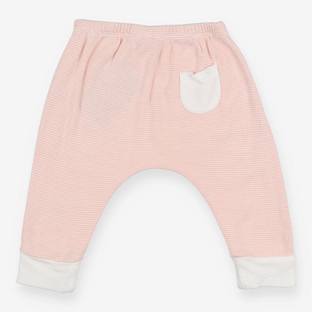 White front leggings with pink stripes