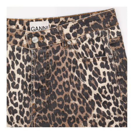 Leopard Print Organic Cotton Straight Leg Jeans