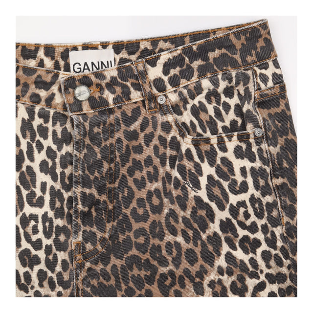 Leopard Print Organic Cotton Straight Leg Jeans