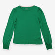 Apple Green Puff‑Shoulder Long Sleeve Top – Modal 