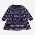 Long sleeve blue pink and white stripe jersey dres