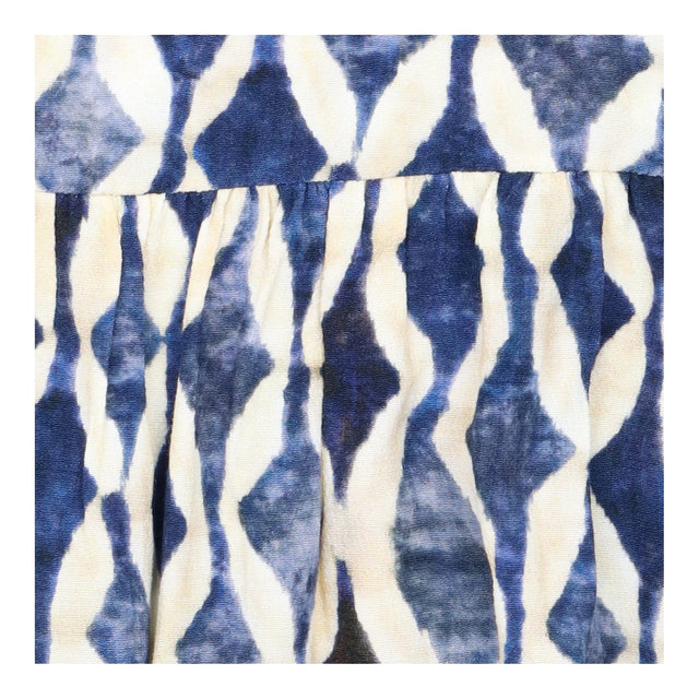 Maxi Dress Navy Cream Abstract Print Tiered Sleeve