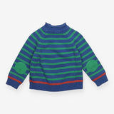 Blue and Green Striped Knit Jumper