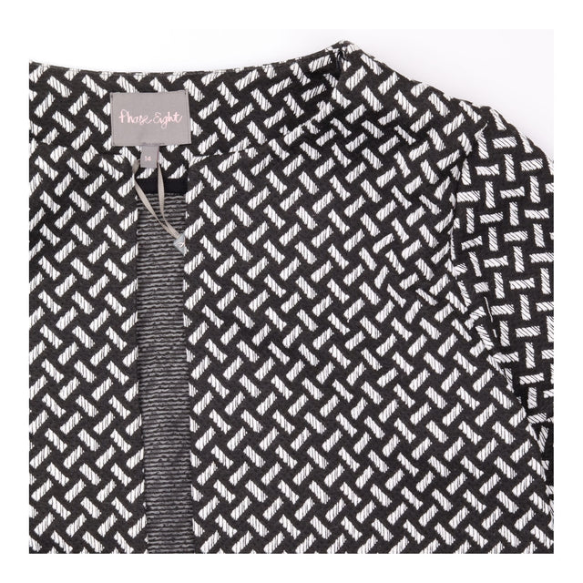 Phase Eight Black White Geometric Textured Open Fr