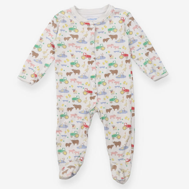 Sleepsuit white farm yard