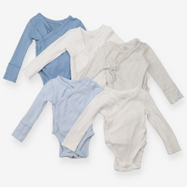Bodysuits Long Sleeve Wrap Around White, Grey and 