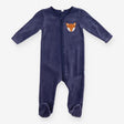 Sleepsuit Navy Velour Fox Applique