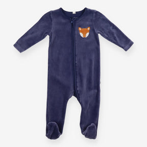 Sleepsuit Navy Velour Fox Applique