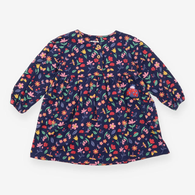 Jersey Dress Navy with Ladybird Pocket Pal