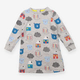 Sweater dress grey bears houses