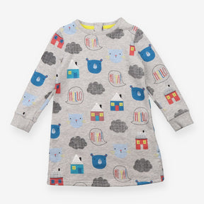 Sweater dress grey bears houses