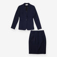 Navy Wool Blend Skirt Suit Blazer Pencil Skirt