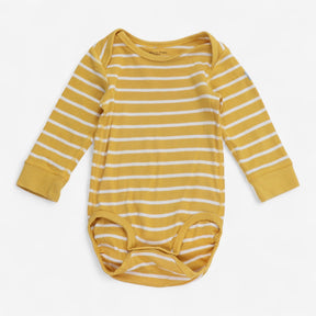 Bodysuit LS yellow with white stripes