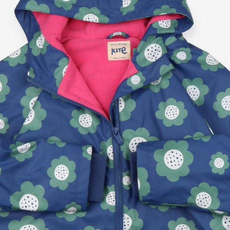 Blue fisherman's coat with green flowers