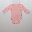 Bodysuit Pink Frill Shoulder White