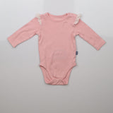 Bodysuit Pink Frill Shoulder White