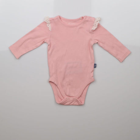 Bodysuit Pink Frill Shoulder White
