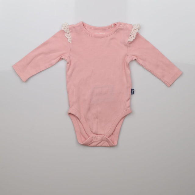 Bodysuit Pink Frill Shoulder White