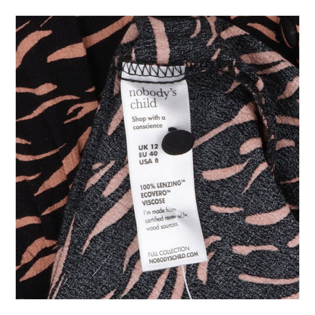 Animal Print Button Front Midi Dress Black Brown