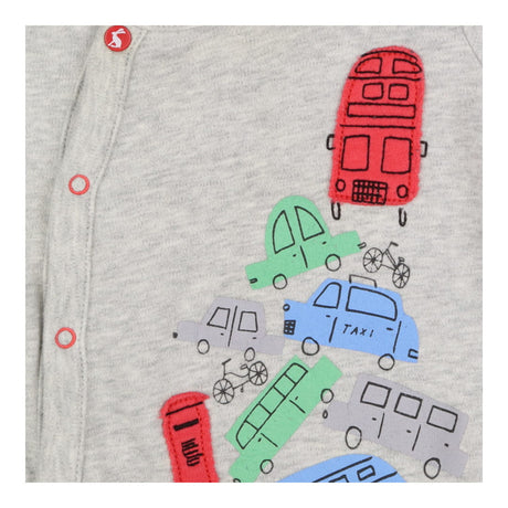 Sleepsuit grey vehicles red stripe lining