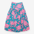 Midi Skirt Teal Pink Floral Tiered Side Split