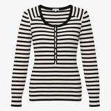 Striped Jumper Off White Black Cotton Cashmere