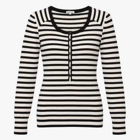 Striped Jumper Off White Black Cotton Cashmere