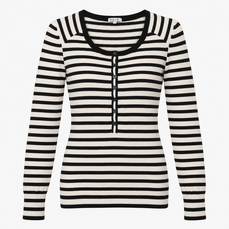 Striped Jumper Off White Black Cotton Cashmere
