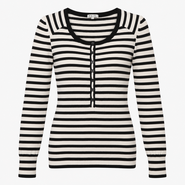 Striped Jumper Off White Black Cotton Cashmere