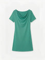 Midi Dress Turquoise Green Short Sleeve Relaxed A-