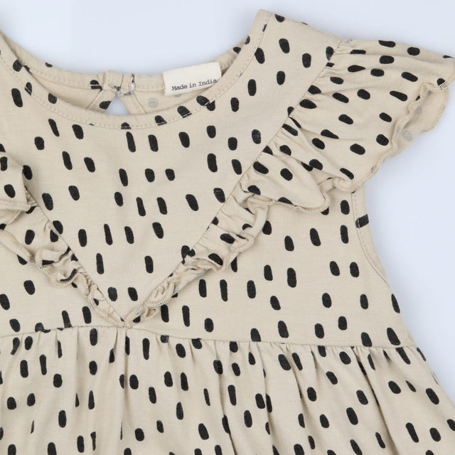 Dress stone SS frill black marks jersey