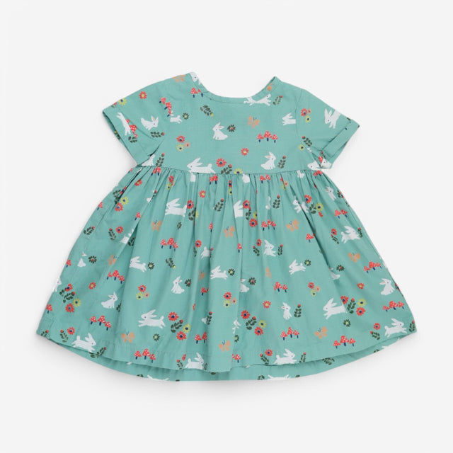 Dress cotton green bunnies 