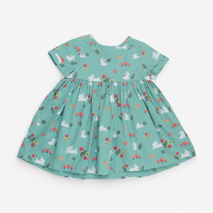 Dress cotton green bunnies 